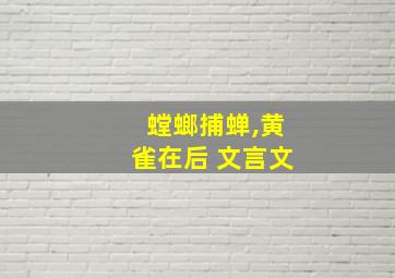 螳螂捕蝉,黄雀在后 文言文